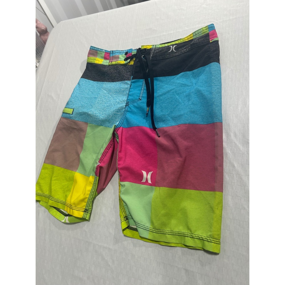 Hurley Mens Patchwork Board Shorts Multi-Color Swim Trunks Size 31